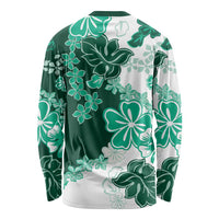Green Hibiscus Plumeria Floral Long Sleeve Shirt LT01 - Polynesian Pride