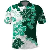 Green Hibiscus Plumeria Floral Polo Shirt LT01 Green - Polynesian Pride