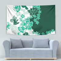 Green Hibiscus Plumeria Floral Tapestry - Polynesian Pride