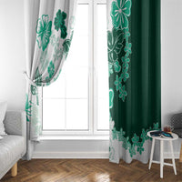 Green Hibiscus Plumeria Floral Window Curtain - Polynesian Pride