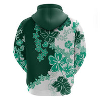 Green Hibiscus Plumeria Floral Zip Hoodie LT01 - Polynesian Pride