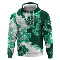 Green Hibiscus Plumeria Floral Zip Hoodie LT01 Pullover Hoodie Green - Polynesian Pride