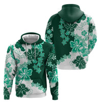 Green Hibiscus Plumeria Floral Zip Hoodie LT01 - Polynesian Pride