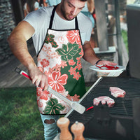 Green Orange Hibiscus Plumeria Floral Apron - Polynesian Pride
