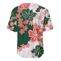 Green Orange Hibiscus Plumeria Floral Baseball Jersey - Polynesian Pride