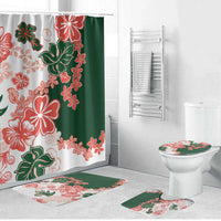 Green Orange Hibiscus Plumeria Floral Bathroom Set - Polynesian Pride