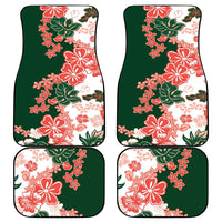 Green Orange Hibiscus Plumeria Floral Car Mats LT01 - Polynesian Pride