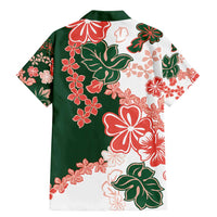 Green Orange Hibiscus Plumeria Floral Family Matching Mermaid Dress and Hawaiian Shirt - Polynesian Pride