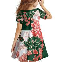 Green Orange Hibiscus Plumeria Floral Family Matching Off Shoulder Maxi Dress and Hawaiian Shirt - Polynesian Pride