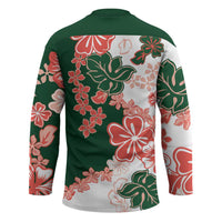 Green Orange Hibiscus Plumeria Floral Hockey Jersey - Polynesian Pride
