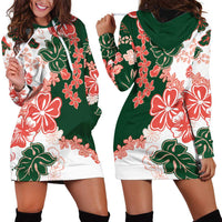 Green Orange Hibiscus Plumeria Floral Hoodie Dress - Polynesian Pride