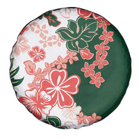 Green Orange Hibiscus Plumeria Floral Spare Tire Cover - Polynesian Pride