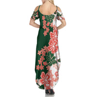 Green Orange Hibiscus Plumeria Floral Summer Maxi Dress - Polynesian Pride