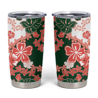 Green Orange Hibiscus Plumeria Floral Tumbler Cup - Polynesian Pride