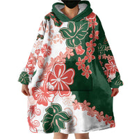 Green Orange Hibiscus Plumeria Floral Wearable Blanket Hoodie LT01 - Polynesian Pride