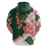 Green Orange Hibiscus Plumeria Floral Zip Hoodie LT01 - Polynesian Pride