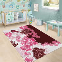 Pink Hibiscus Plumeria Floral Area Rug - Polynesian Pride