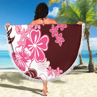 Pink Hibiscus Plumeria Floral Beach Blanket LT01 - Polynesian Pride