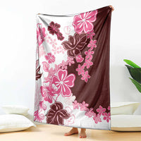 Pink Hibiscus Plumeria Floral Blanket - Polynesian Pride