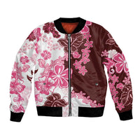 Pink Hibiscus Plumeria Floral Bomber Jacket - Polynesian Pride