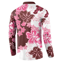 Pink Hibiscus Plumeria Floral Button Sweatshirt LT01 - Polynesian Pride