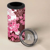 Pink Hibiscus Plumeria Floral 4 in 1 Can Cooler Tumbler LT01 - Polynesian Pride