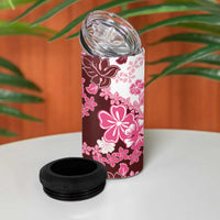 Pink Hibiscus Plumeria Floral 4 in 1 Can Cooler Tumbler LT01 - Polynesian Pride