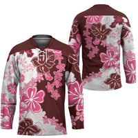 Pink Hibiscus Plumeria Floral Hockey Jersey LT01 - Polynesian Pride