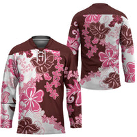 Pink Hibiscus Plumeria Floral Hockey Jersey - Polynesian Pride