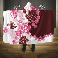 Pink Hibiscus Plumeria Floral Hooded Blanket - Polynesian Pride