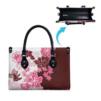 Pink Hibiscus Plumeria Floral Leather Bag - Polynesian Pride