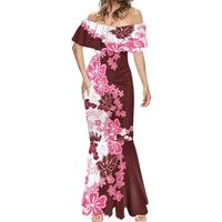 Pink Hibiscus Plumeria Floral Mermaid Dress - Polynesian Pride
