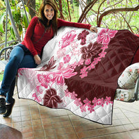 Pink Hibiscus Plumeria Floral Quilt - Polynesian Pride
