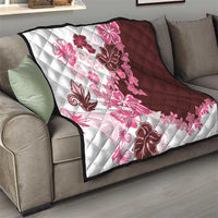 Pink Hibiscus Plumeria Floral Quilt - Polynesian Pride