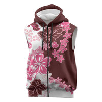 Pink Hibiscus Plumeria Floral Sleeveless Zip Hoodie LT01 Pink - Polynesian Pride