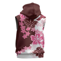 Pink Hibiscus Plumeria Floral Sleeveless Zip Hoodie - Polynesian Pride