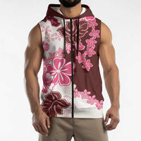 Pink Hibiscus Plumeria Floral Sleeveless Zip Hoodie LT01 - Polynesian Pride
