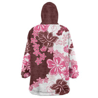 Pink Hibiscus Plumeria Floral Wearable Blanket Hoodie LT01 - Polynesian Pride