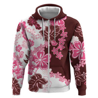 Pink Hibiscus Plumeria Floral Zip Hoodie LT01 Zip Hoodie Pink - Polynesian Pride