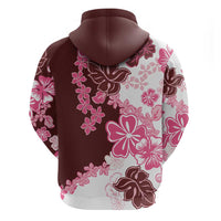 Pink Hibiscus Plumeria Floral Zip Hoodie LT01 - Polynesian Pride
