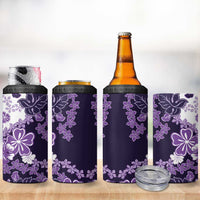 Purple Hibiscus Plumeria Floral 4 in 1 Can Cooler Tumbler LT01 - Polynesian Pride
