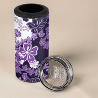 Purple Hibiscus Plumeria Floral 4 in 1 Can Cooler Tumbler LT01 - Polynesian Pride