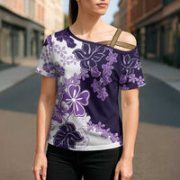 Purple Hibiscus Plumeria Floral Cross Shoulder Shirt LT01 - Polynesian Pride