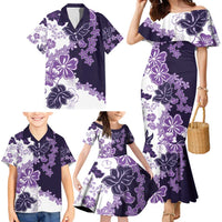 Purple Hibiscus Plumeria Floral Family Matching Mermaid Dress and Hawaiian Shirt - Polynesian Pride