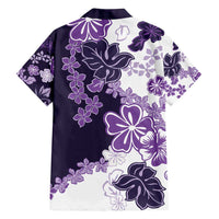 Purple Hibiscus Plumeria Floral Family Matching Puletasi and Hawaiian Shirt - Polynesian Pride