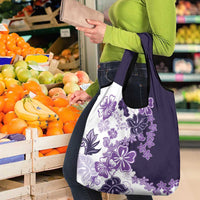 Purple Hibiscus Plumeria Floral Grocery Bag LT01 - Polynesian Pride