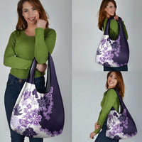 Purple Hibiscus Plumeria Floral Grocery Bag LT01 - Polynesian Pride