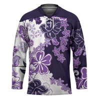 Purple Hibiscus Plumeria Floral Hockey Jersey - Polynesian Pride