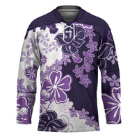 Purple Hibiscus Plumeria Floral Hockey Jersey LT01 Unisex Purple - Polynesian Pride