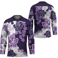 Purple Hibiscus Plumeria Floral Hockey Jersey LT01 - Polynesian Pride